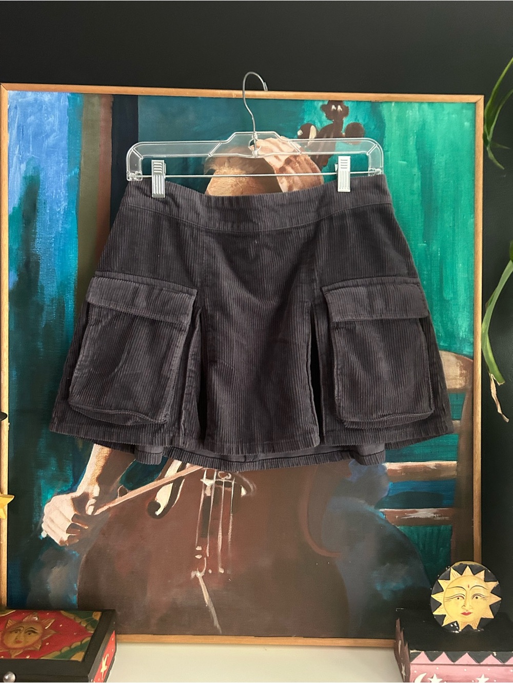 Wild Fable Gray Corduroy Cargo Mini Skirt Low Rise Y2K Utility Women’s Size S